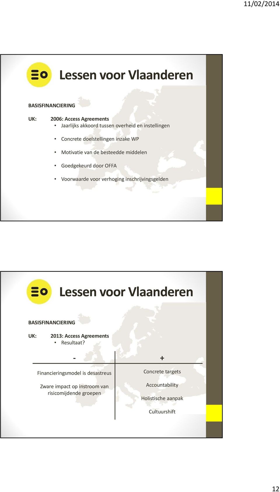 inschrijvingsgelden BASISFINANCIERING UK: 2013: Access Agreements Resultaat?