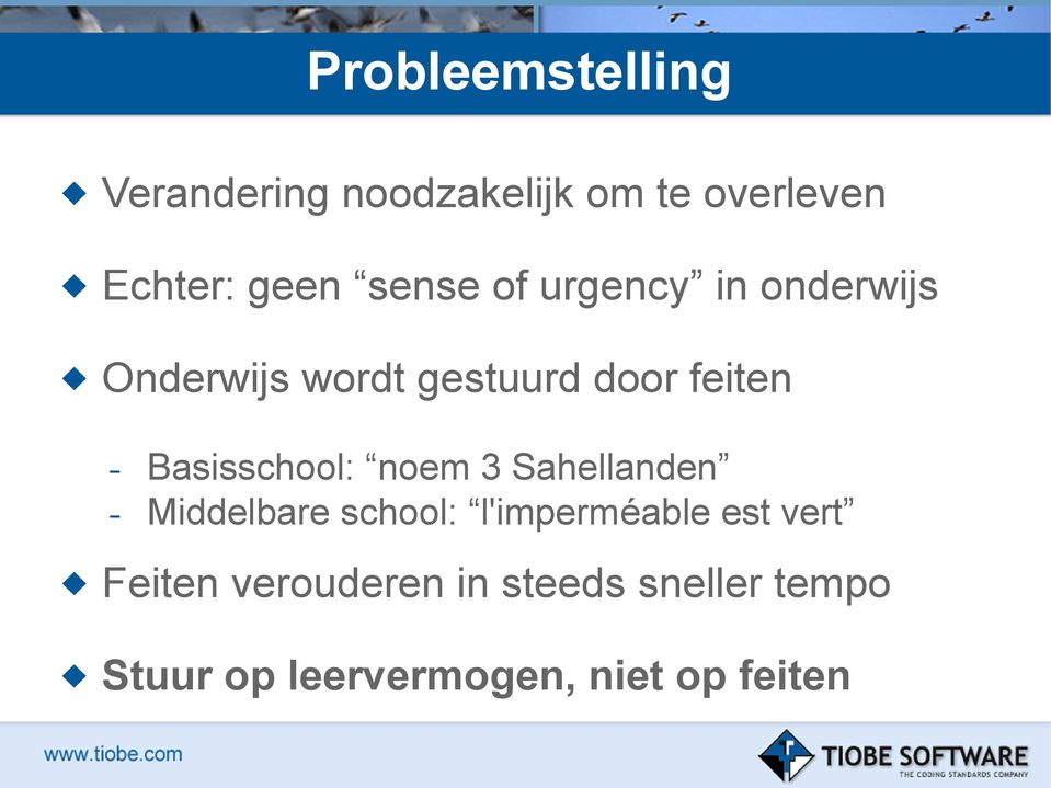 Basisschool: noem 3 Sahellanden - Middelbare school: l'imperméable est