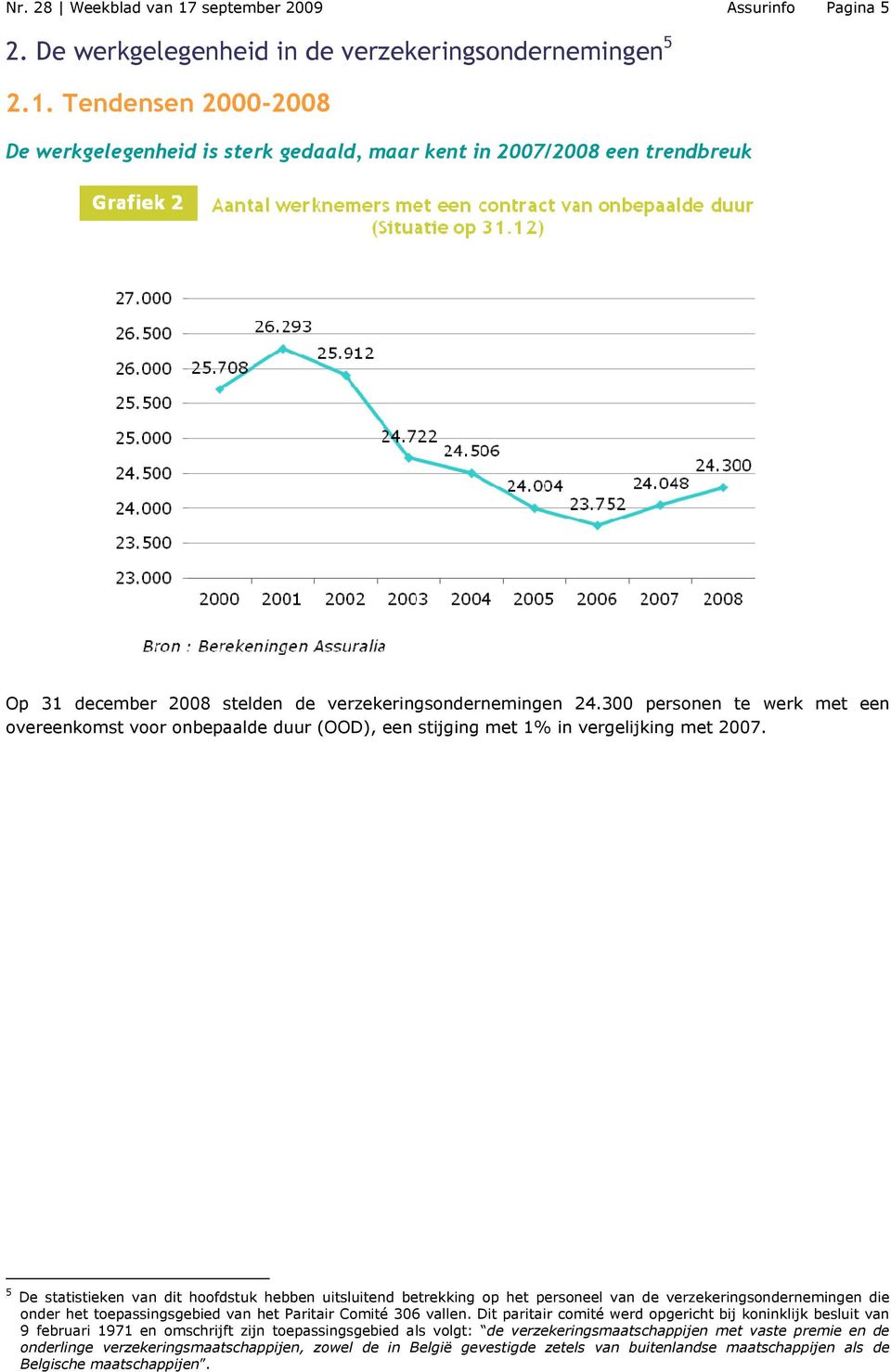 5 De statistieken van dit hoofdstuk hebben uitsluitend betrekking op het personeel van de verzekeringsondernemingen die onder het toepassingsgebied van het Paritair Comité 306 vallen.