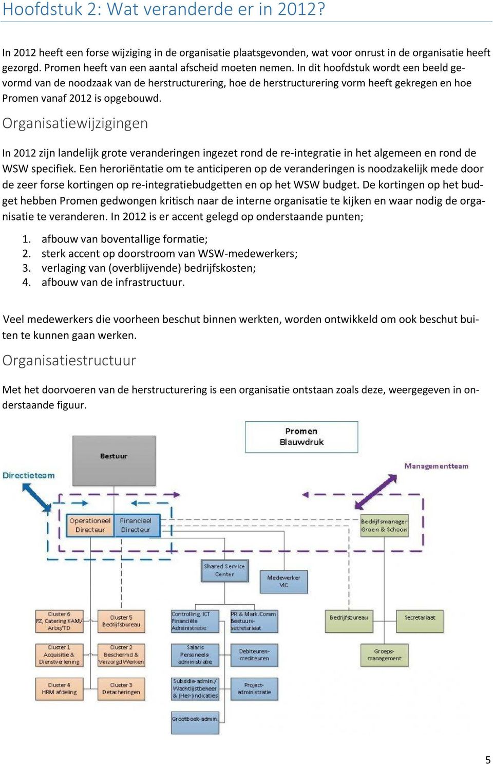 In dit hoofdstuk wordt een beeld gevormd van de noodzaak van de herstructurering, hoe de herstructurering vorm heeft gekregen en hoe Promen vanaf 2012 is opgebouwd.