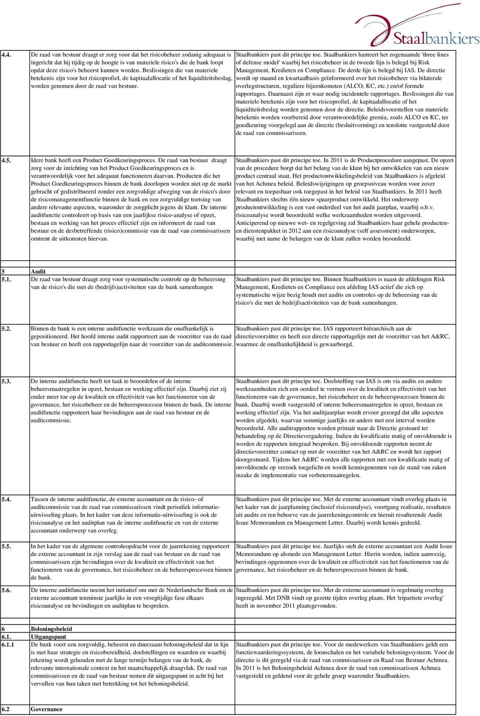 belegd bij Risk opdat deze risico's beheerst kunnen worden. Beslissingen die van materiele Management, Kredieten en Compliance. De derde lijn is belegd bij IAS.