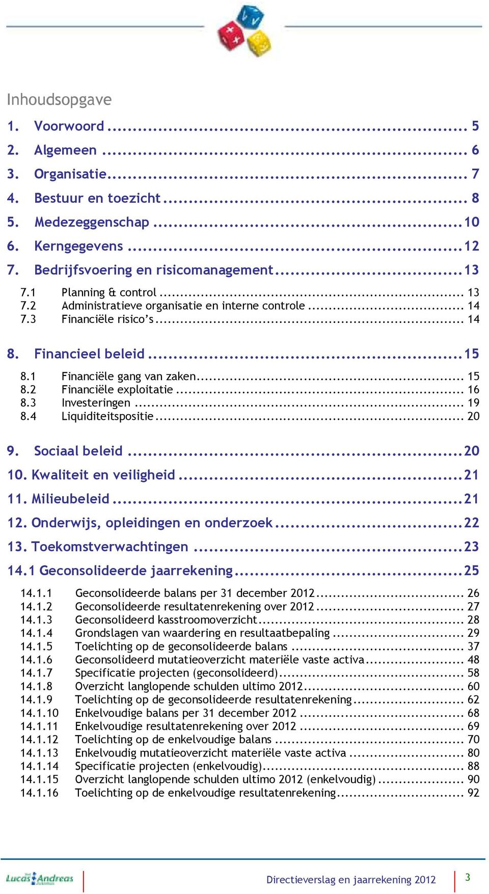 2 Financiële exploitatie... 16 8.3 Investeringen... 19 8.4 Liquiditeitspositie... 20 9. Sociaal beleid...20 10. Kwaliteit en veiligheid...21 11. Milieubeleid...21 12.