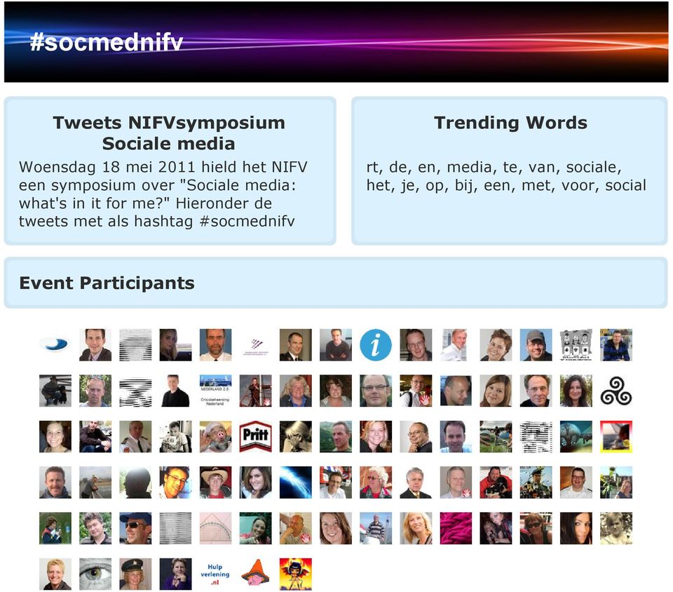 " Hieronder de tweets met als hashtag Trending Words rt, de, en,