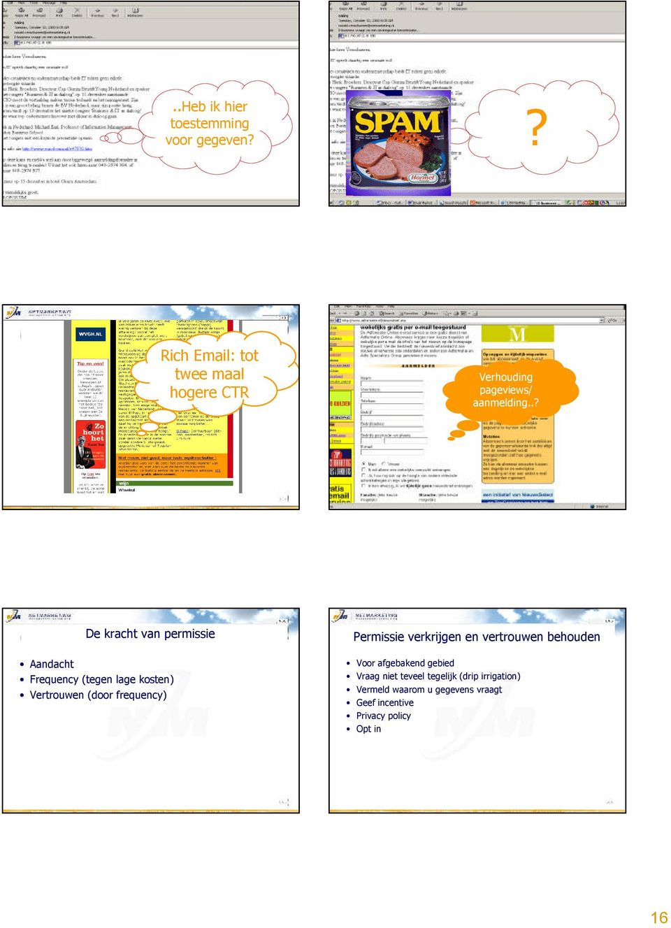 .? De kracht van permissie Aandacht Frequency (tegen lage kosten) Vertrouwen (door frequency)