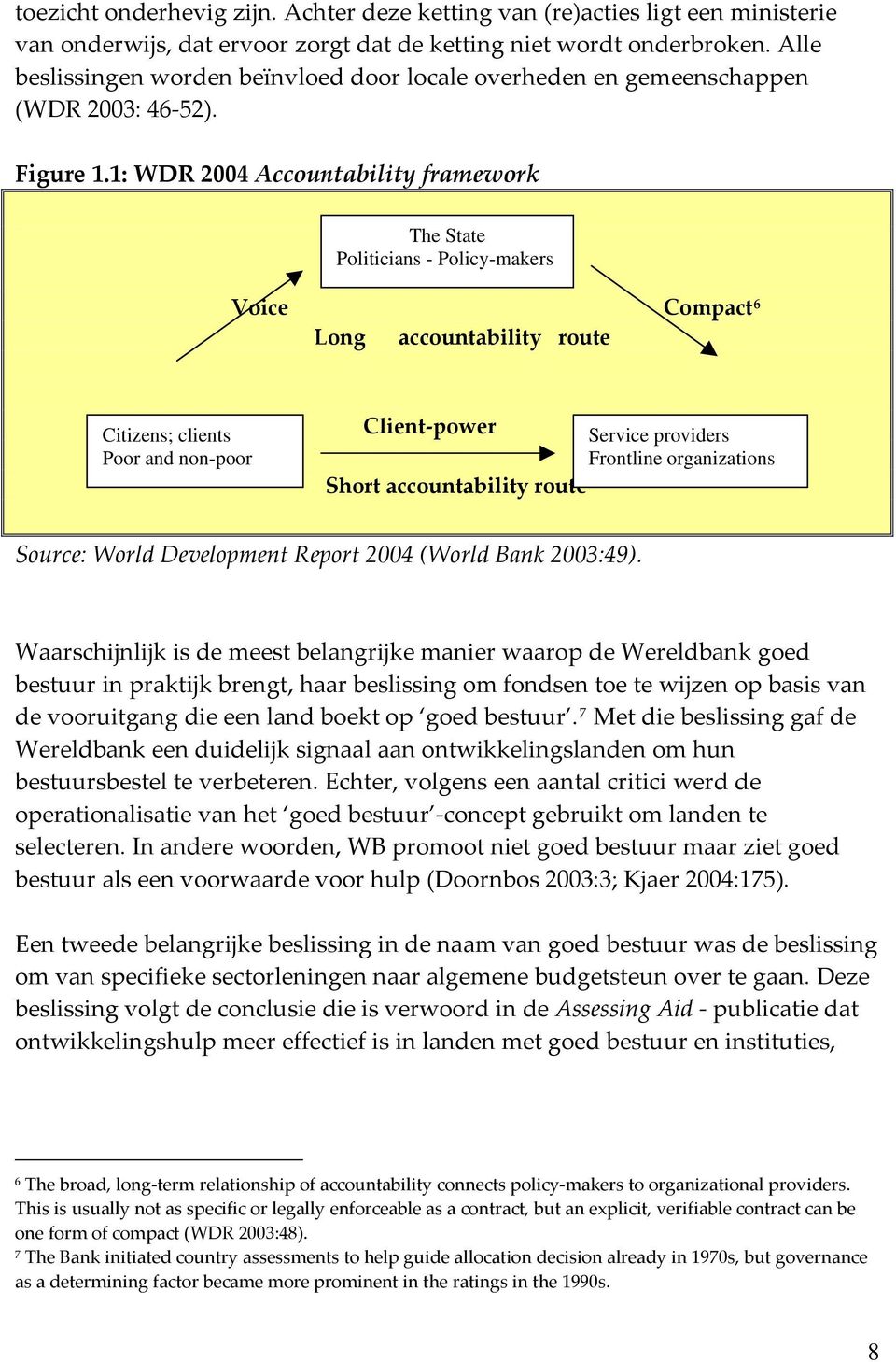 1: WDR 2004 Accountability framework The State Politicians - Policy-makers Voice Compact 6 Long accountability route Citizens; clients Poor and non-poor Client-power Service providers Frontline