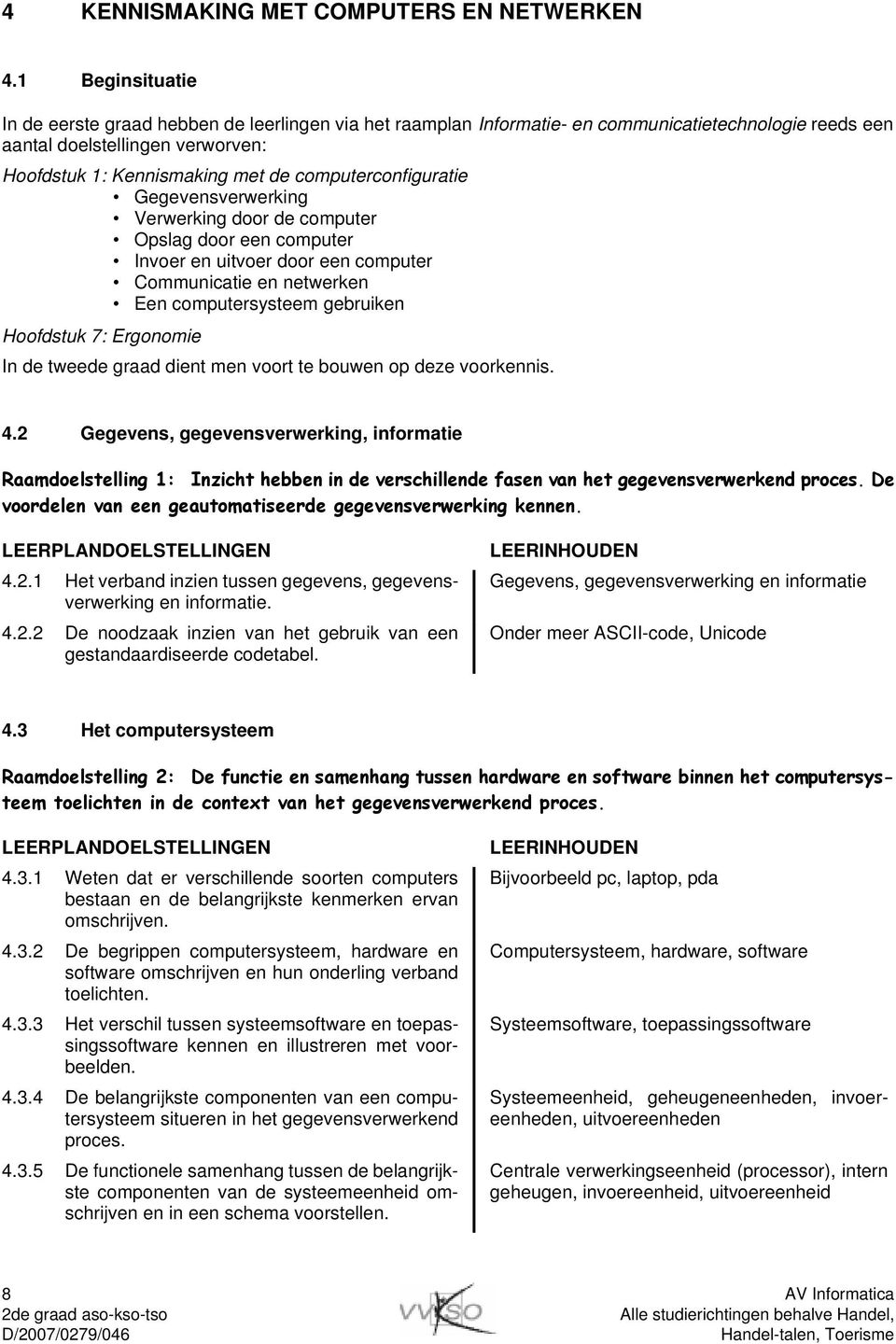 computerconfiguratie Gegevensverwerking Verwerking door de computer Opslag door een computer Invoer en uitvoer door een computer Communicatie en netwerken Een computersysteem gebruiken Hoofdstuk 7: