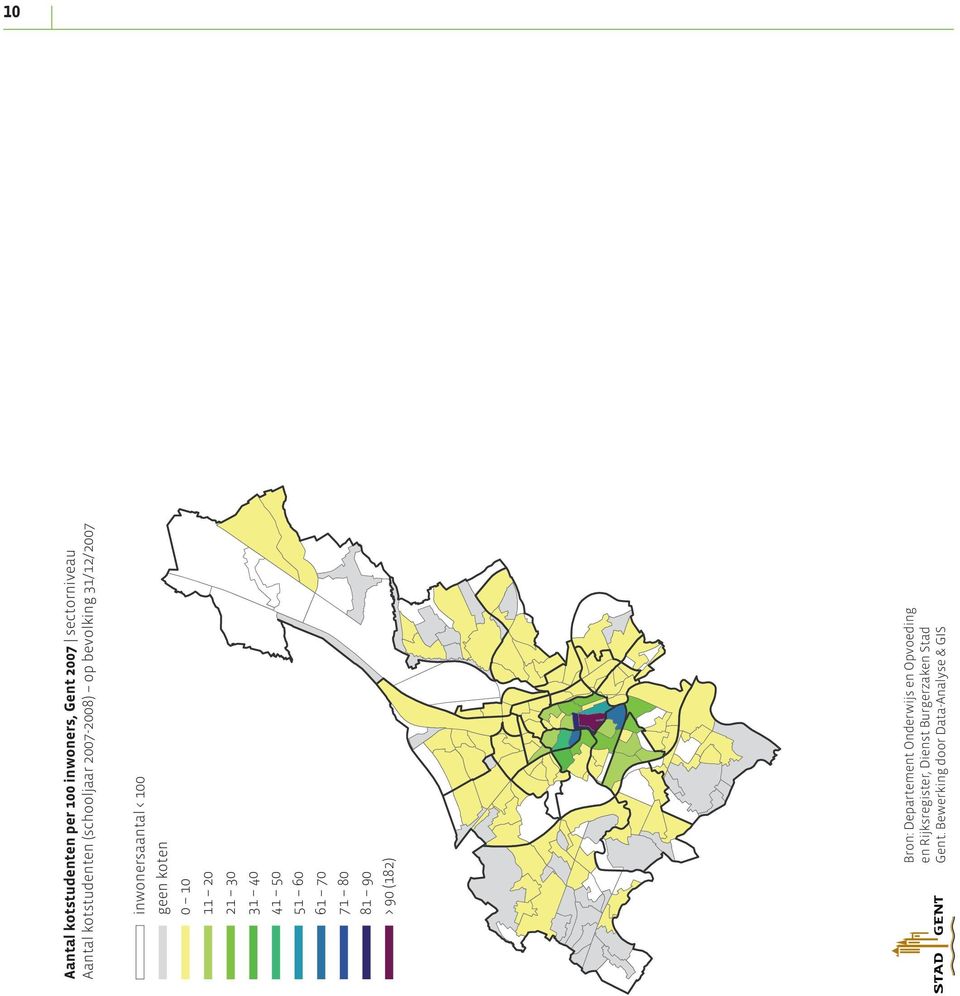 20 21 30 31 40 41 50 51 60 61 70 71 80 81 90 > 90 (182) Bron: Departement Onderwijs en