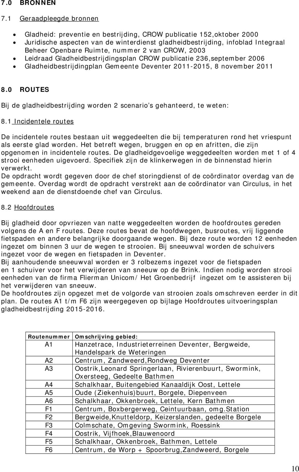 nummer 2 van CROW, 2003 Leidraad Gladheidbestrijdingsplan CROW publicatie 236,september 2006 Gladheidbestrijdingplan Gemeente Deventer 2011-2015, 8 november 2011 8.
