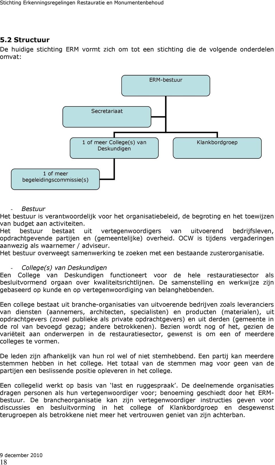 Het bestuur bestaat uit vertegenwoordigers van uitvoerend bedrijfsleven, opdrachtgevende partijen en (gemeentelijke) overheid. OCW is tijdens vergaderingen aanwezig als waarnemer / adviseur.