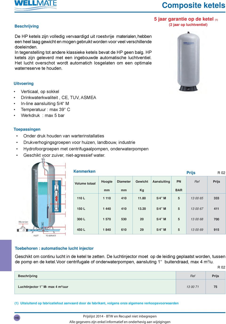 Het lucht overschot wordt automatich losgelaten om een optimale waterreserve te houden.