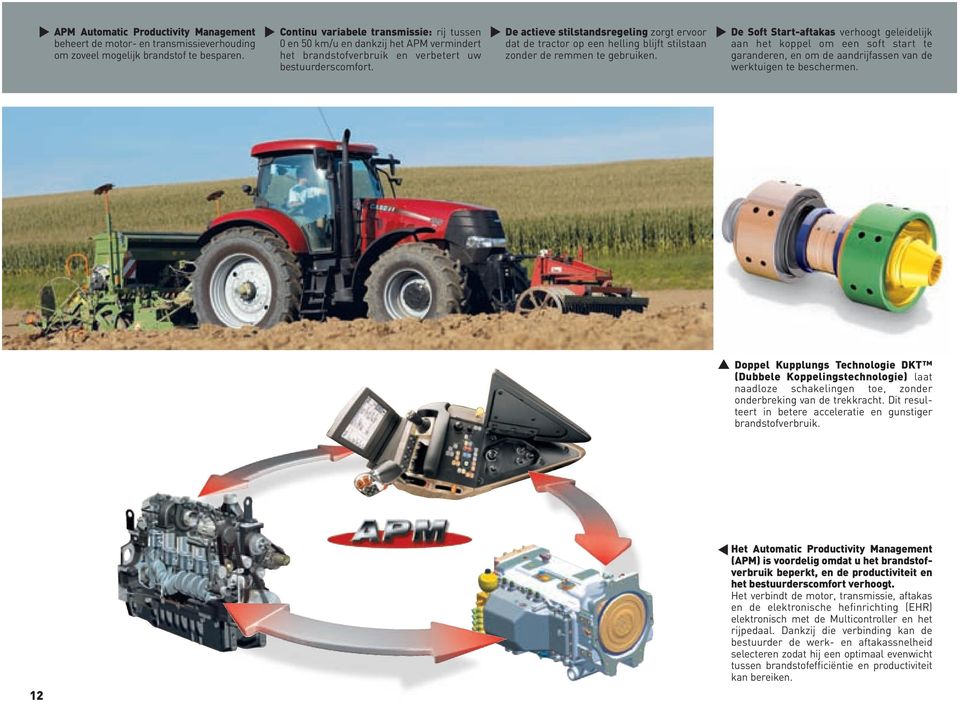 De actieve stilstandsregeling zorgt ervoor dat de tractor op een helling blijft stilstaan zonder de remmen te gebruiken.