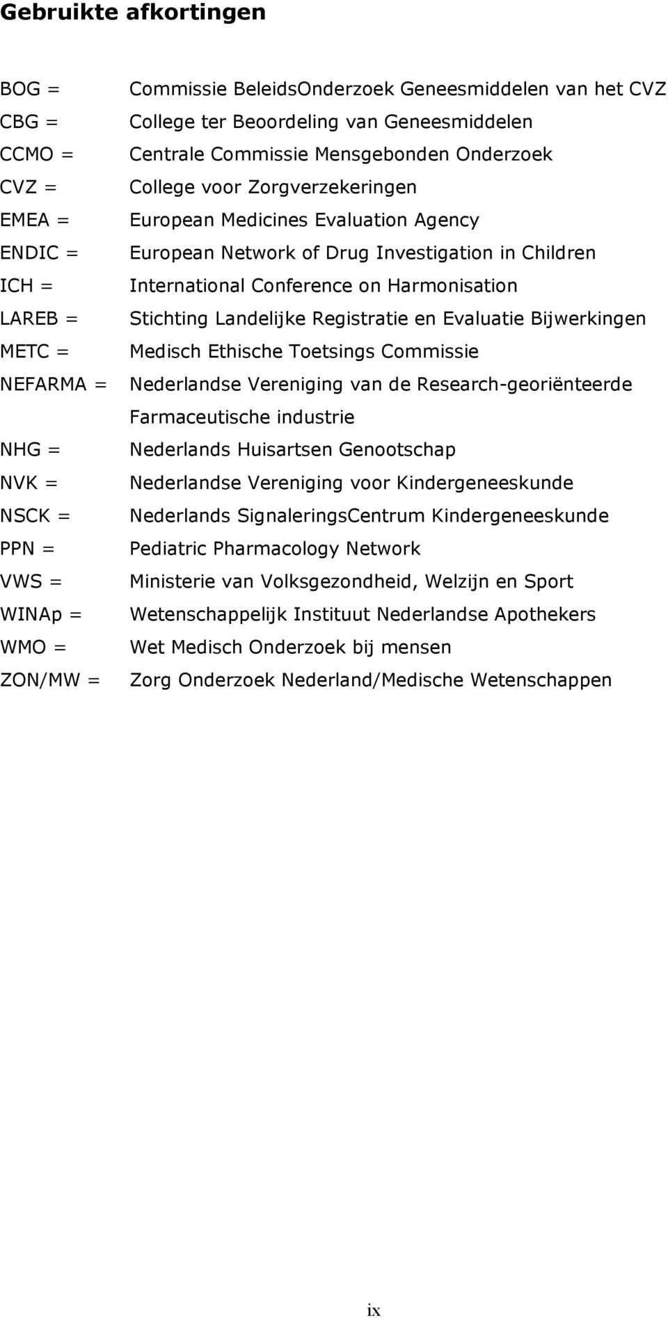 Children International Conference on Harmonisation Stichting Landelijke Registratie en Evaluatie Bijwerkingen Medisch Ethische Toetsings Commissie Nederlandse Vereniging van de Research-georiënteerde