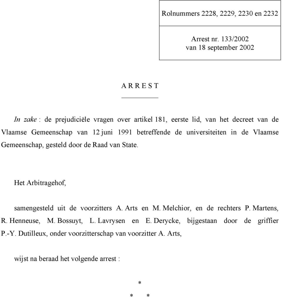 Gemeenschap van 12 juni 1991 betreffende de universiteiten in de Vlaamse Gemeenschap, gesteld door de Raad van State.