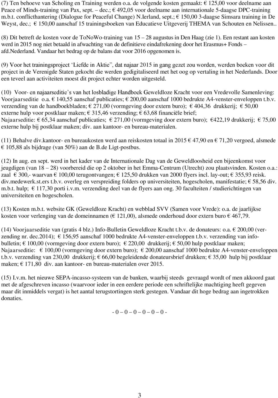 ; 150,00 aanschaf 15 trainingsboeken van Educatieve Uitgeverij THEMA van Schouten en Nelissen.. (8) Dit betreft de kosten voor de ToNoWo-training van 15 28 augustus in Den Haag (zie 1).