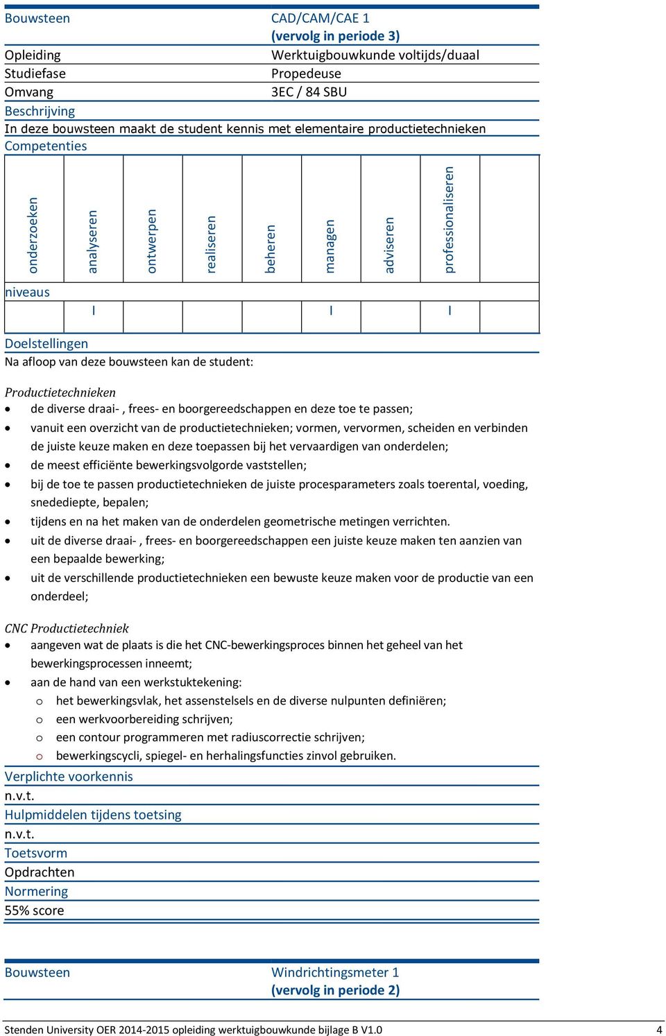 maken en deze toepassen bij het vervaardigen van onderdelen; de meest efficiënte bewerkingsvolgorde vaststellen; bij de toe te passen productietechnieken de juiste procesparameters zoals toerental,