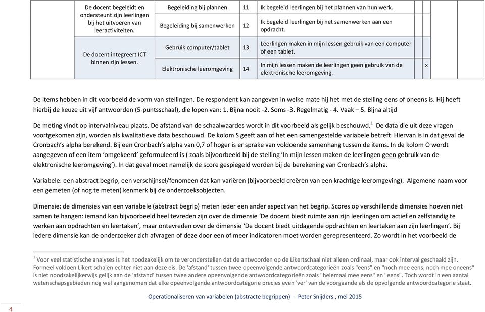 Gebruik computer/tablet 13 Elektronische leeromgeving 14 Leerlingen maken in mijn lessen gebruik van een computer of een tablet.