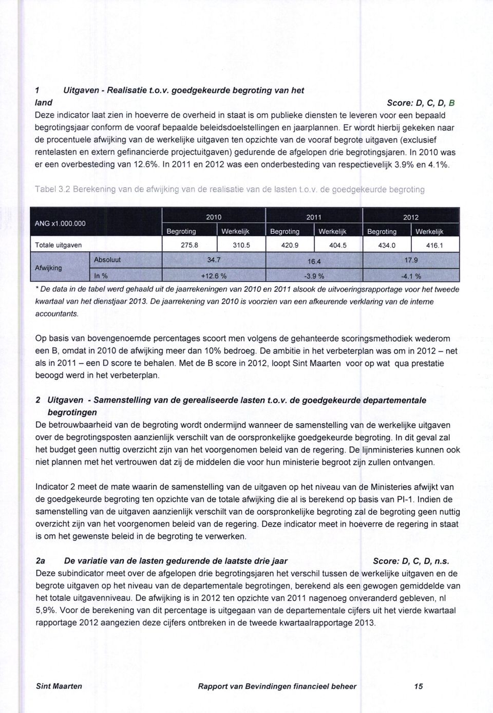 goedgekeurde begroting van het land Score: D, C, D, B Deze indicator laat zien in hoeverre de overheid in staat is om publieke diensten te leveren voor een bepaald begrotingsjaar conform de vooraf