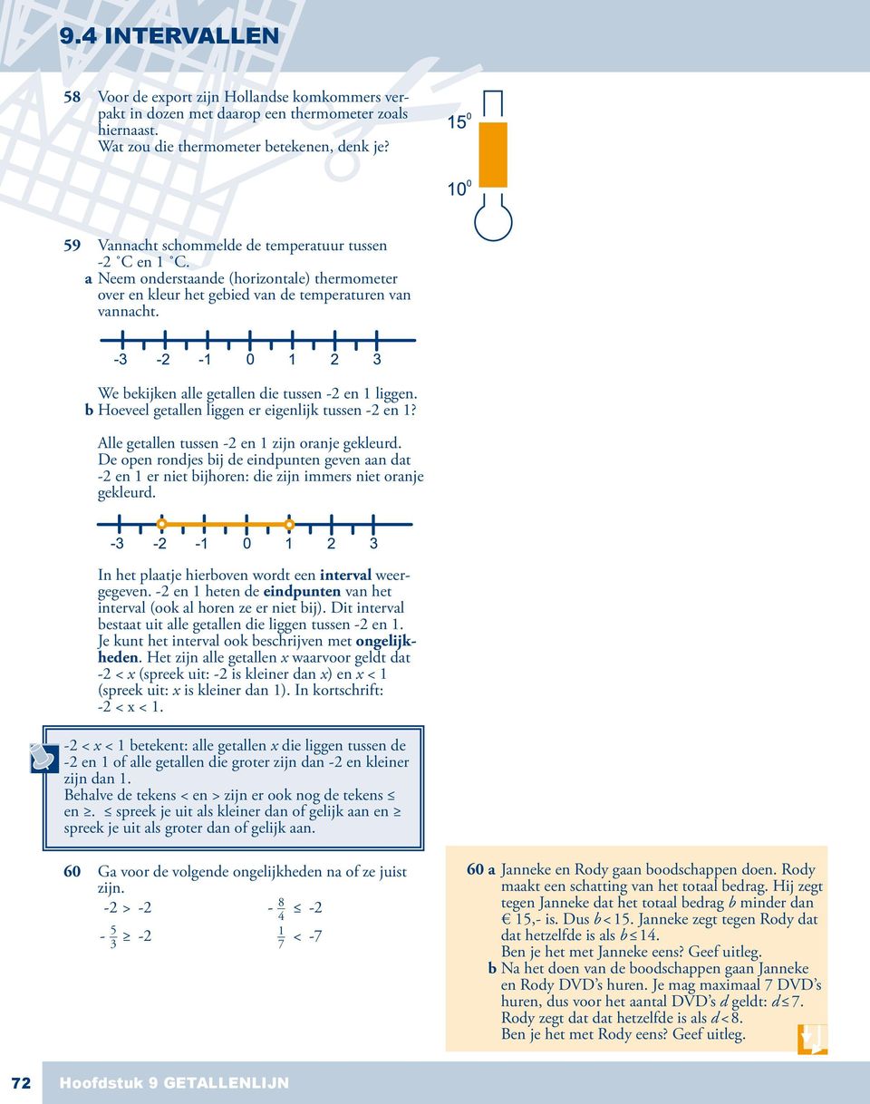 We bekijken alle getallen die tussen - en 1 liggen. b Hoeveel getallen liggen er eigenlijk tussen - en 1? Alle getallen tussen - en 1 zijn oranje gekleurd.