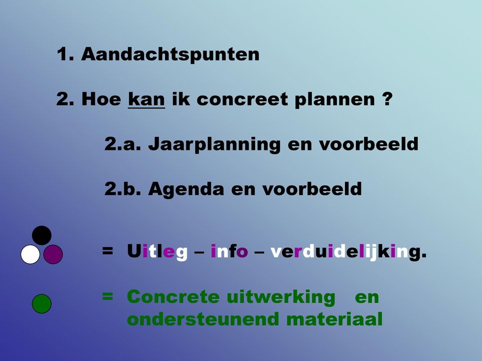 b. Agenda en voorbeeld = Uitleg info