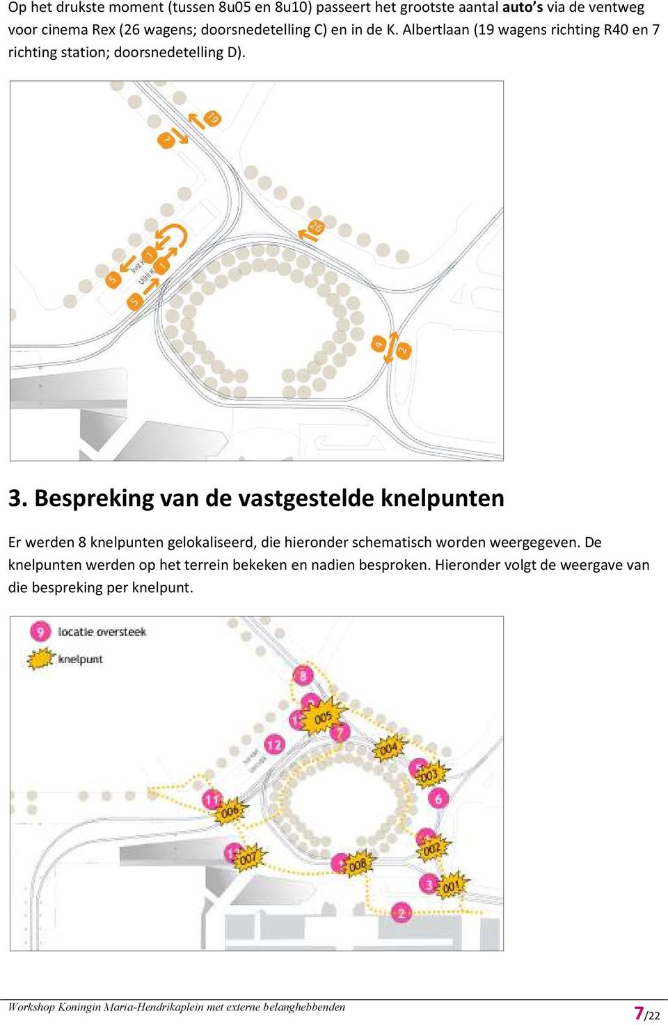 Bespreking van de vastgestelde knelpunten Er werden 8 knelpunten gelokaliseerd, die hieronder schematisch worden