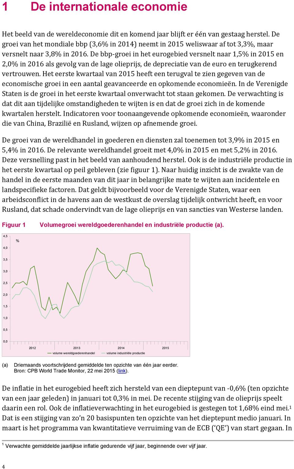 De bbp-groei in het eurogebied versnelt naar 1,5% in 2015 en 2,0% in 2016 als gevolg van de lage olieprijs, de depreciatie van de euro en terugkerend vertrouwen.