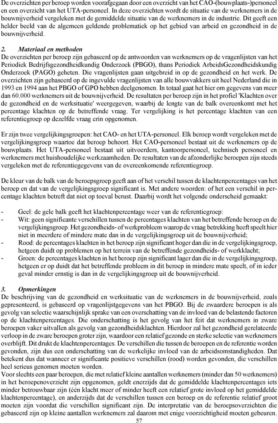 Dit geeft een helder beeld van de algemeen geldende problematiek op het gebied van arbeid en gezondheid in de bouwnijverheid. 2.