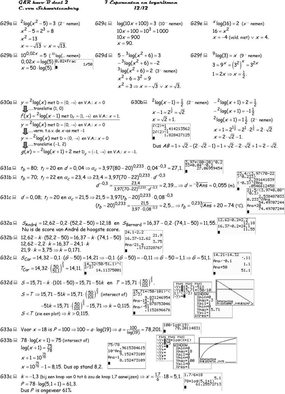 VA: = y = lo( ) me D = 0, en VA: = 0 verm ov de -s me y = lo( ) me D = 0, en VA: = 0 rnslie (, ) ( ) = lo( + ) + me D =, en VA: = lo( ) = ( nemen) lo( + ) + = = = lo( + ) = = + lo( + ) = ( nemen) + =