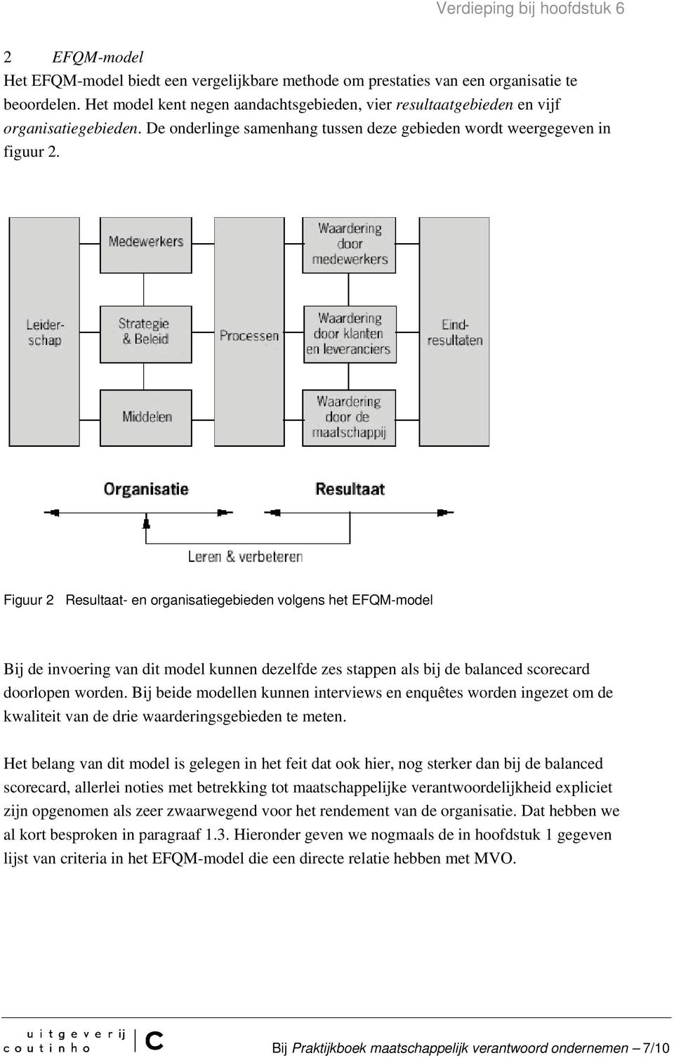 Figuur 2 Resultaat- en organisatiegebieden volgens het EFQM-model Bij de invoering van dit model kunnen dezelfde zes stappen als bij de balanced scorecard doorlopen worden.