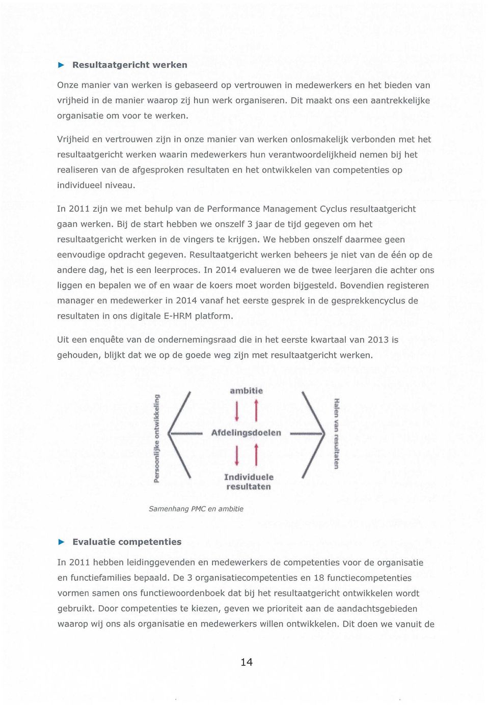 Vrijheid en vertrouwen zijn in onze manier van werken onlosmakelijk verbonden met het resultaatgericht werken waarin medewerkers hun verantwoordelijkheid nemen bij het realiseren van de afgesproken