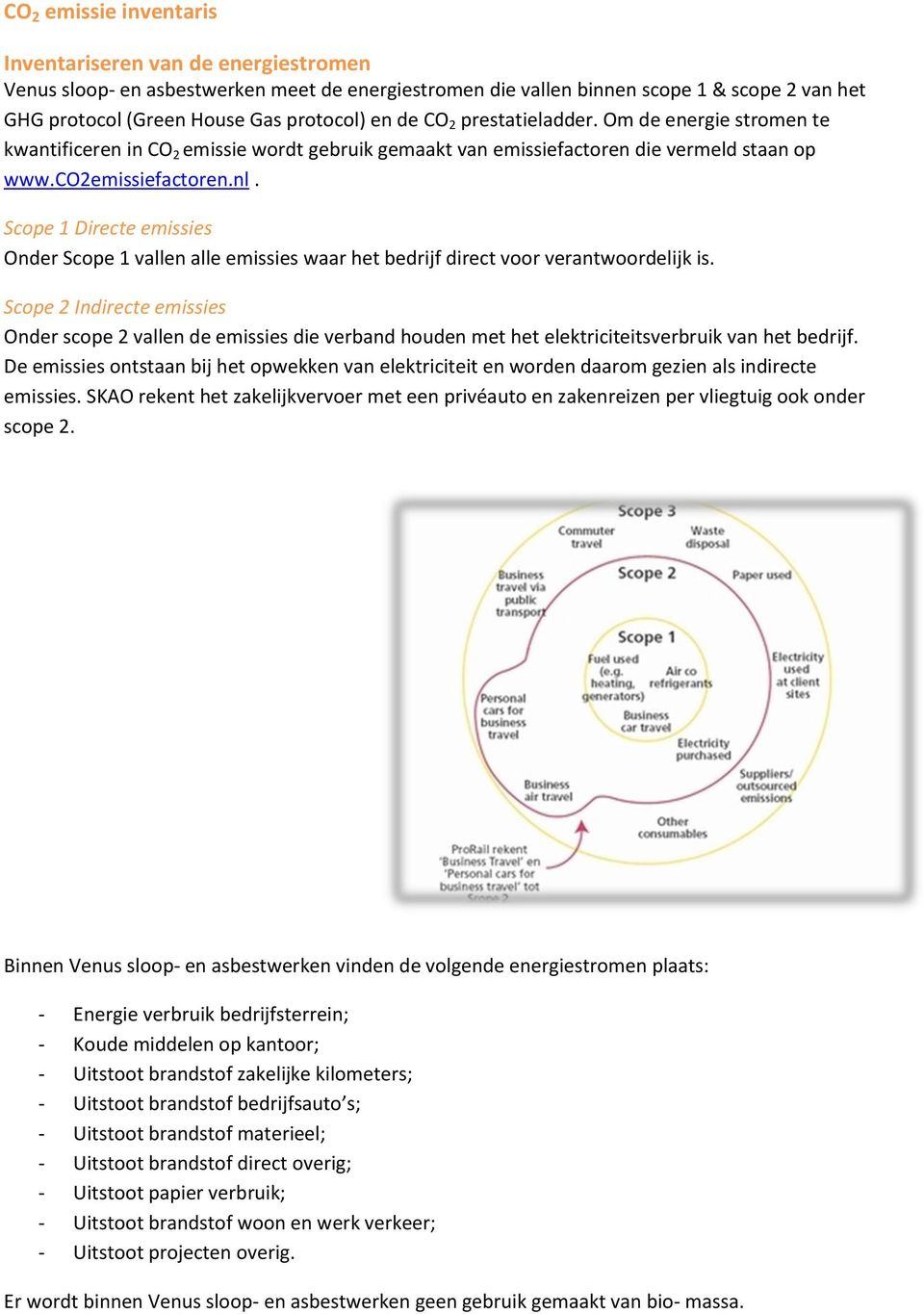 Scope 1 Directe emissies Onder Scope 1 vallen alle emissies waar het bedrijf direct voor verantwoordelijk is.