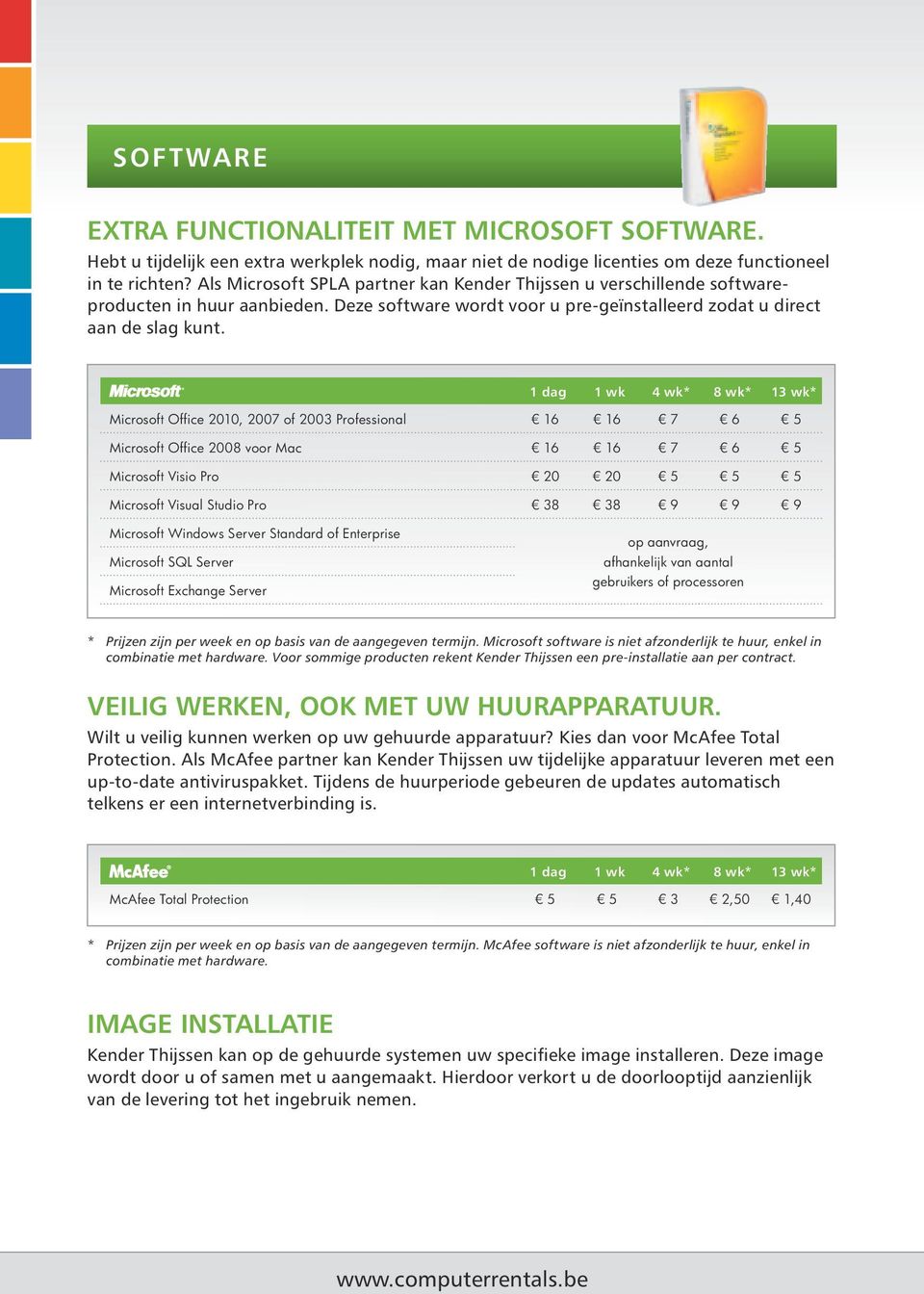 Microsoft Office 2010, 2007 of 2003 Professional 16 16 7 6 5 Microsoft Office 2008 voor Mac 16 16 7 6 5 Microsoft Visio Pro 20 20 5 5 5 Microsoft Visual Studio Pro 38 38 9 9 9 Microsoft Windows