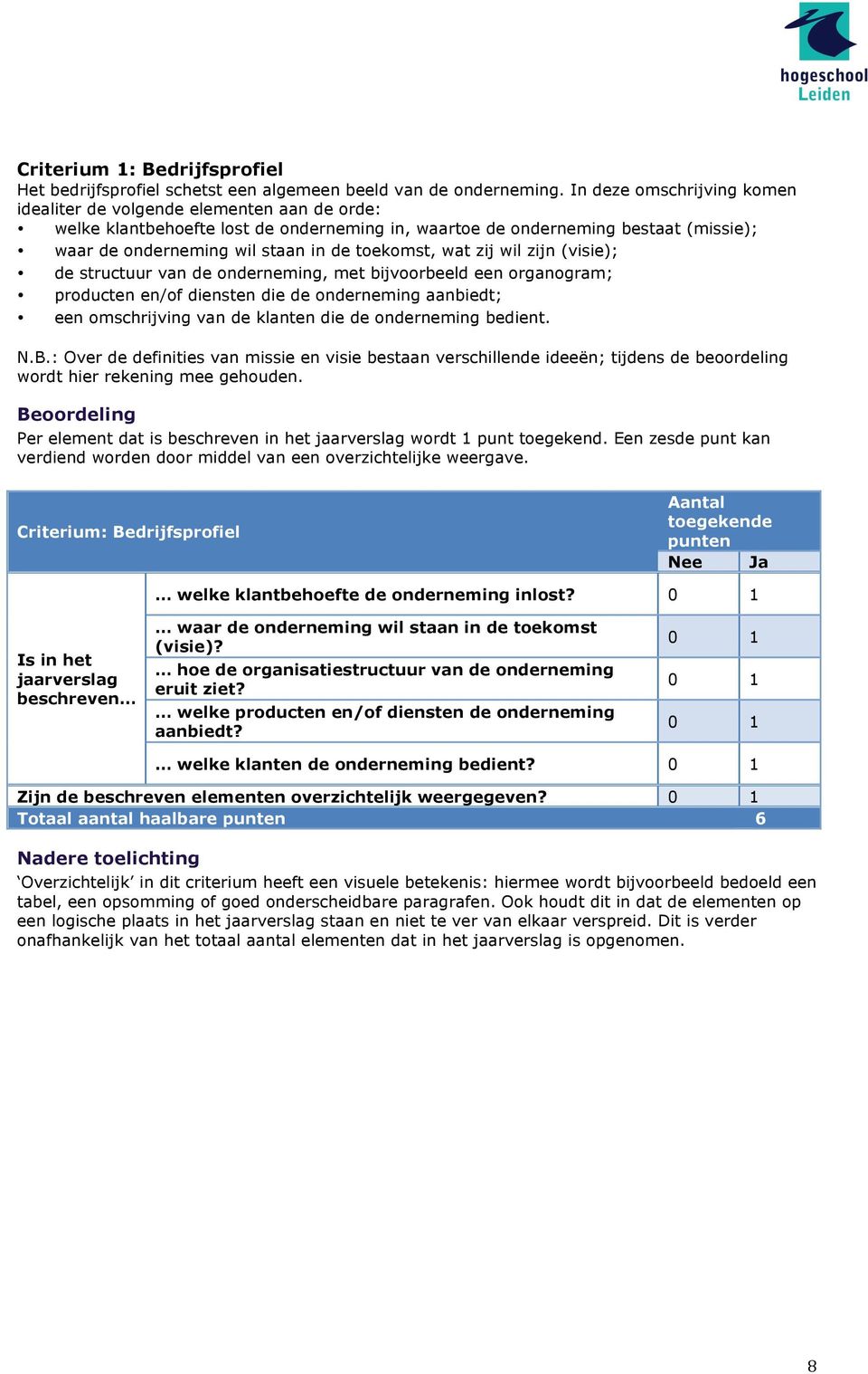 toekomst, wat zij wil zijn (visie); de structuur van de onderneming, met bijvoorbeeld een organogram; producten en/of diensten die de onderneming aanbiedt; een omschrijving van de klanten die de