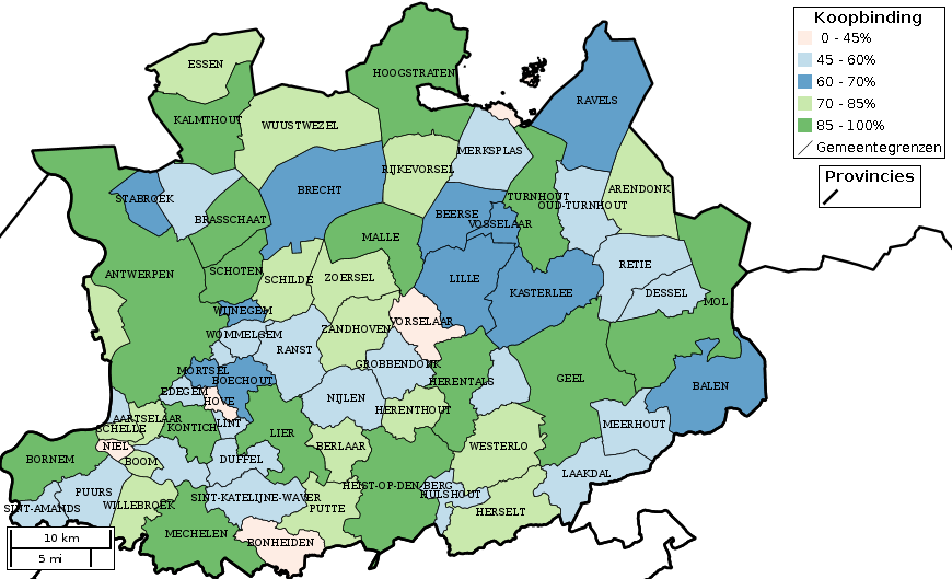 Kaartvisualisatie koopbinding van Dagelijkse goederen voor de