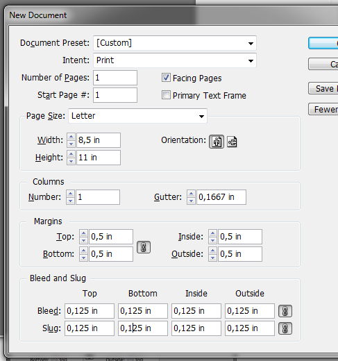 aanleveren voor de drukker maak een nieuw document: m:file; new; document kies voor more options typ hier overal 0.125 toelichting, 0.