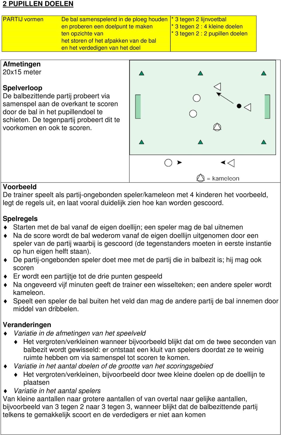 pupillendoel te schieten. De tegenpartij probeert dit te voorkomen en ook te scoren.