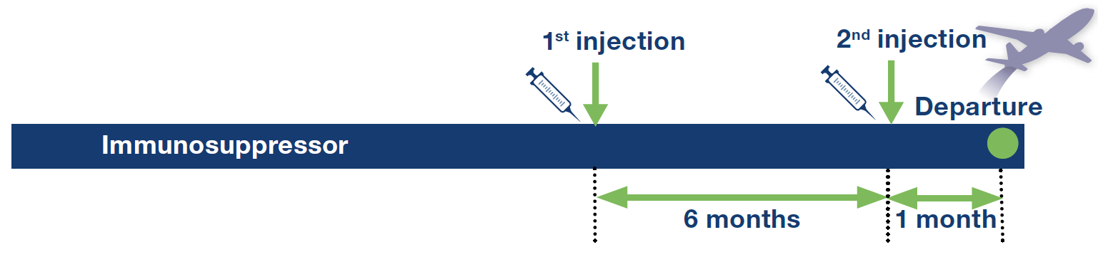 TRAVEL B Non-live vaccines (1/3) Immunosuppressive therapy can be continued.