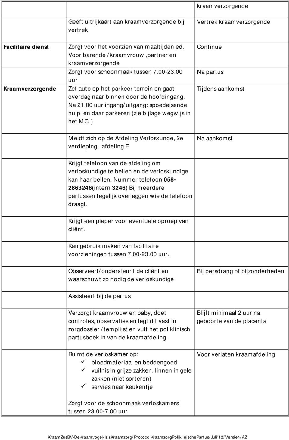 00 uur ingang/uitgang: spoedeisende hulp en daar parkeren (zie bijlage wegwijs in het MCL) Meldt zich op de Afdeling Verloskunde, 2e verdieping, afdeling E.