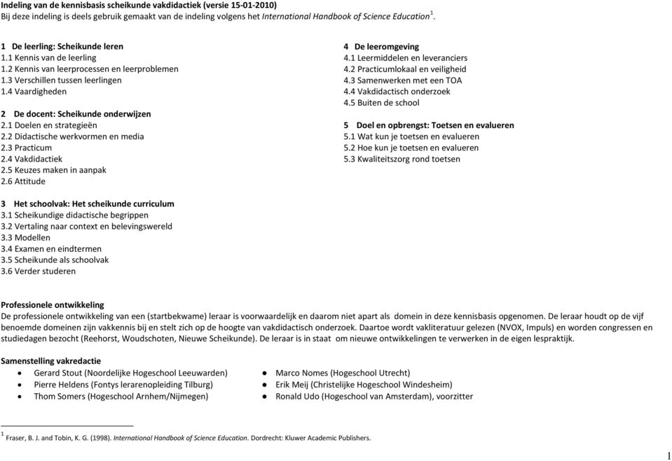 1 Doelen en strategieën 2.2 Didactische werkvormen en media 2.3 Practicum 2.4 Vakdidactiek 2.5 Keuzes maken in aanpak 2.6 Attitude 4 De leeromgeving 4.1 Leermiddelen en leveranciers 4.