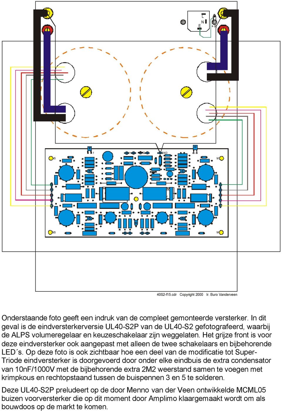 In dit geval is de eindversterkerversie UL40-S2P van de UL40-S2 gefotografeerd, waarbij de ALPS volumeregelaar en keuzeschakelaar zijn weggelaten.