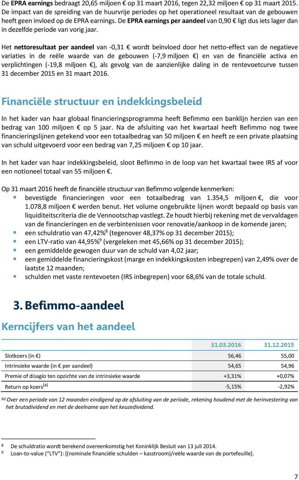 De EPRA earnings per aandeel van 0,90 ligt dus iets lager dan in dezelfde periode van vorig jaar.