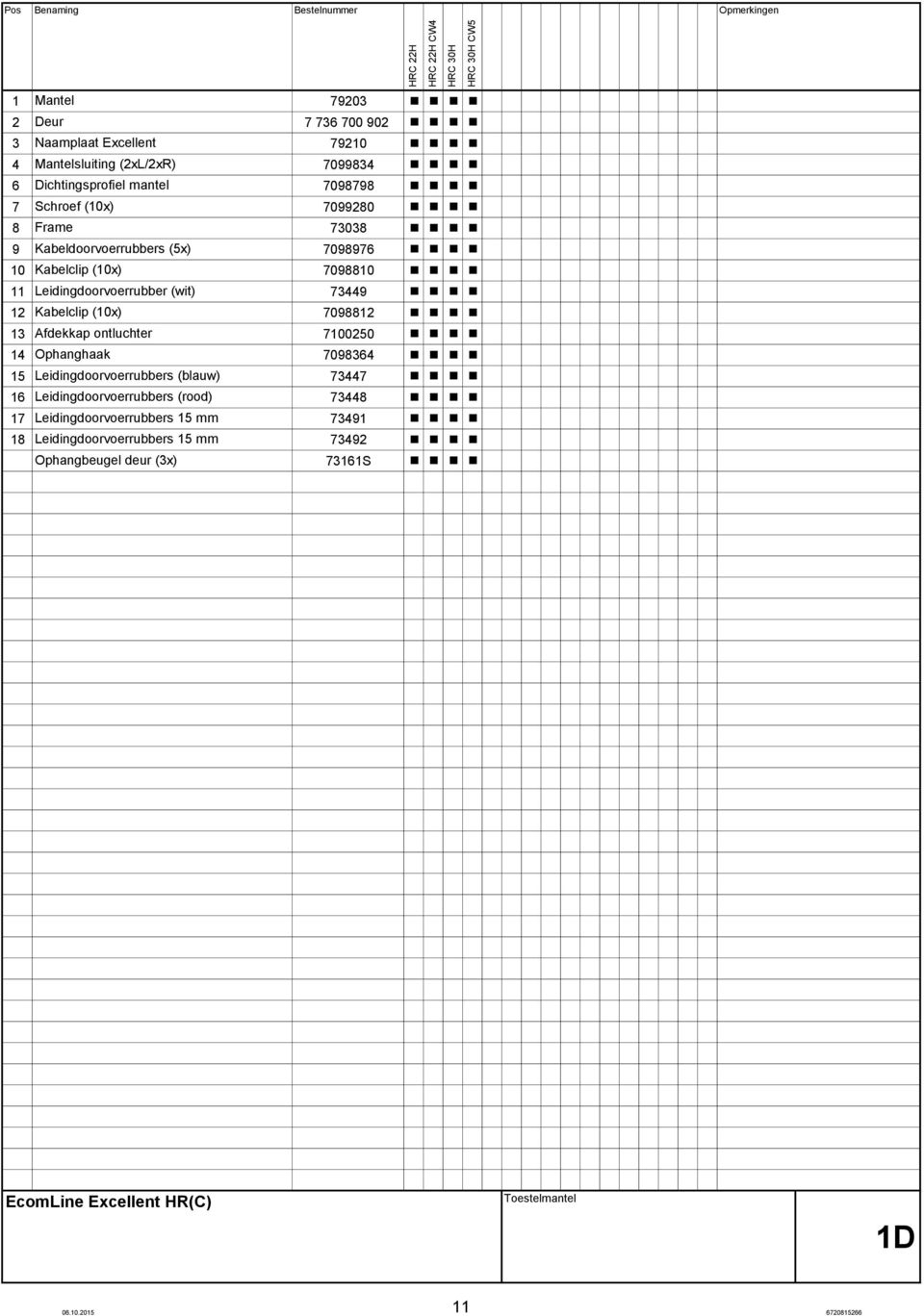 (0x) 09882 3 Afdekkap otluchter 00250 Ophaghaak 0983 5 Leidigdoorvoerrubbers (blauw) 3 Leidigdoorvoerrubbers (rood) 38