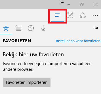 4 Favorieten Microsoft Edge Figuur 7: Icoon Microsoft Edge Uw favoriete websites kunt u snel raadplegen door ze in Edge als favoriet op te slaan. U kunt favorieten weergeven, toevoegen en indelen.