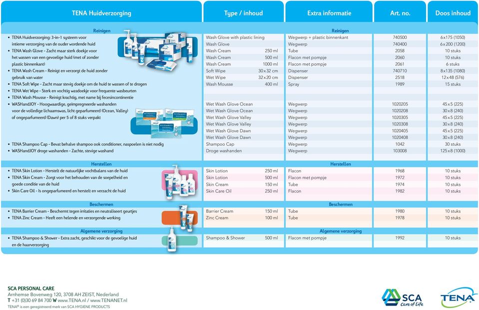 Glove Wegwerp 740400 6 x 00 (00) TENA Wash Glove - Zacht maar sterk doekje voor Wash Cream 50 ml Tube 058 0 stuks het wassen van een gevoelige huid (met of zonder Wash Cream 500 ml Flacon met pompje