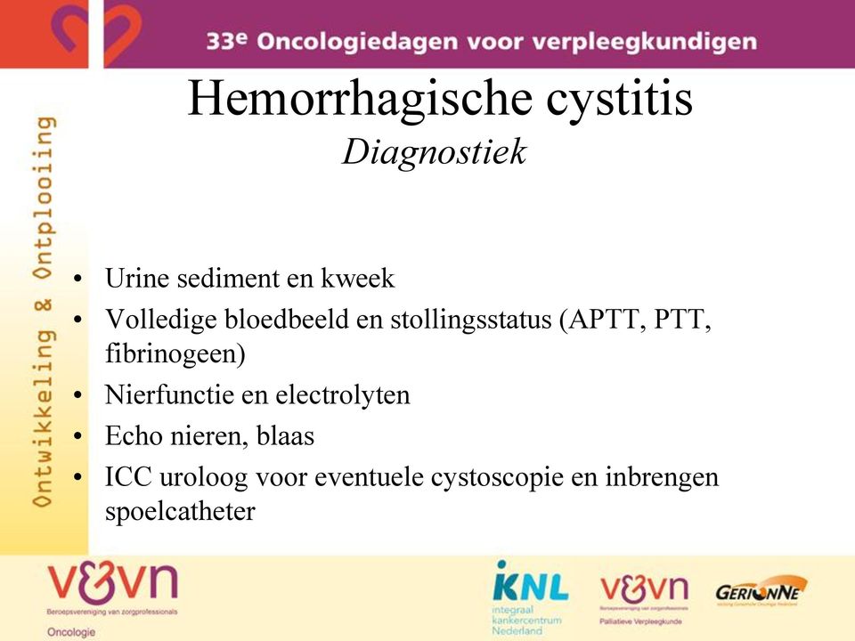 fibrinogeen) Nierfunctie en electrolyten Echo nieren, blaas