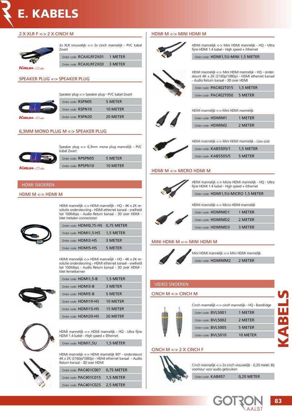 kabel Zwart Order code: RPSPN05 Order code: RPSPN10 HDMI M <-> MICRO HDMI M HDMI mannelijk <-> Mini HDMI mannelijk - HQ - Ultra fijne HDMI 1.