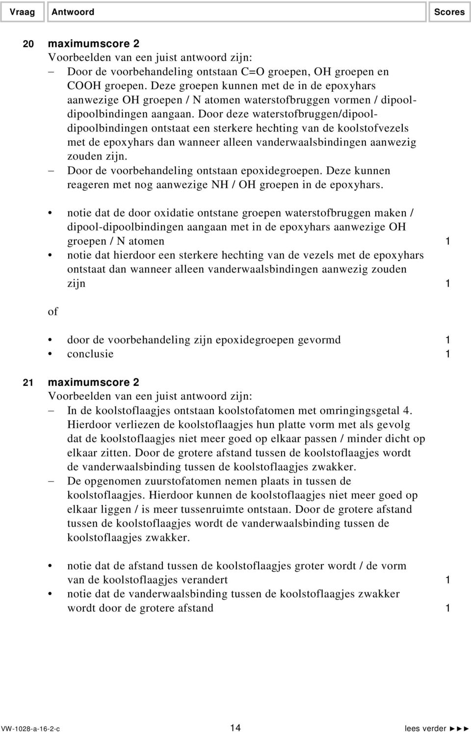 Door deze waterstofbruggen/dipooldipoolbindingen ontstaat een sterkere hechting van de koolstofvezels met de epoxyhars dan wanneer alleen vanderwaalsbindingen aanwezig zouden zijn.