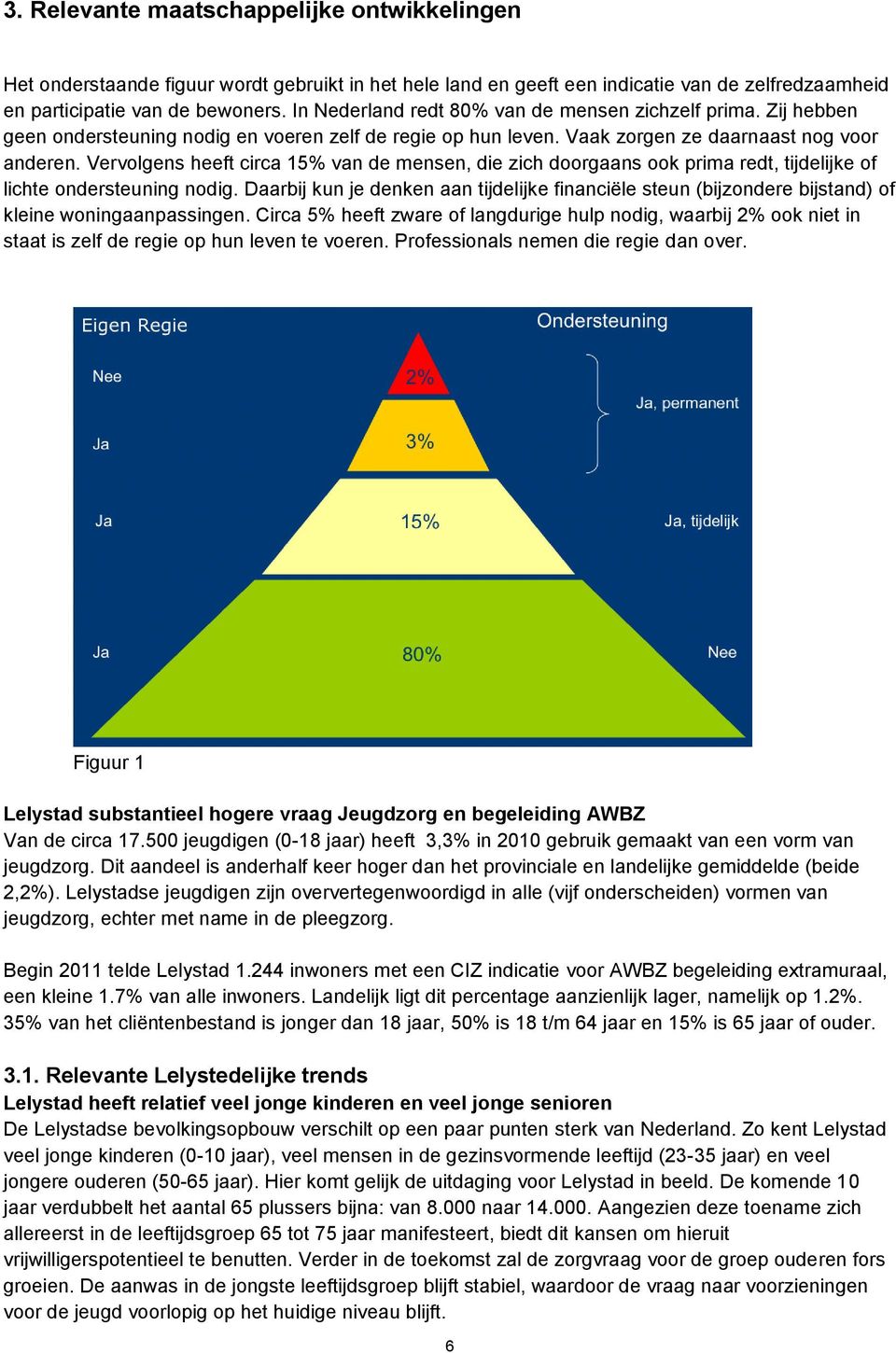 Vervolgens heeft circa 15% van de mensen, die zich doorgaans ook prima redt, tijdelijke of lichte ondersteuning nodig.