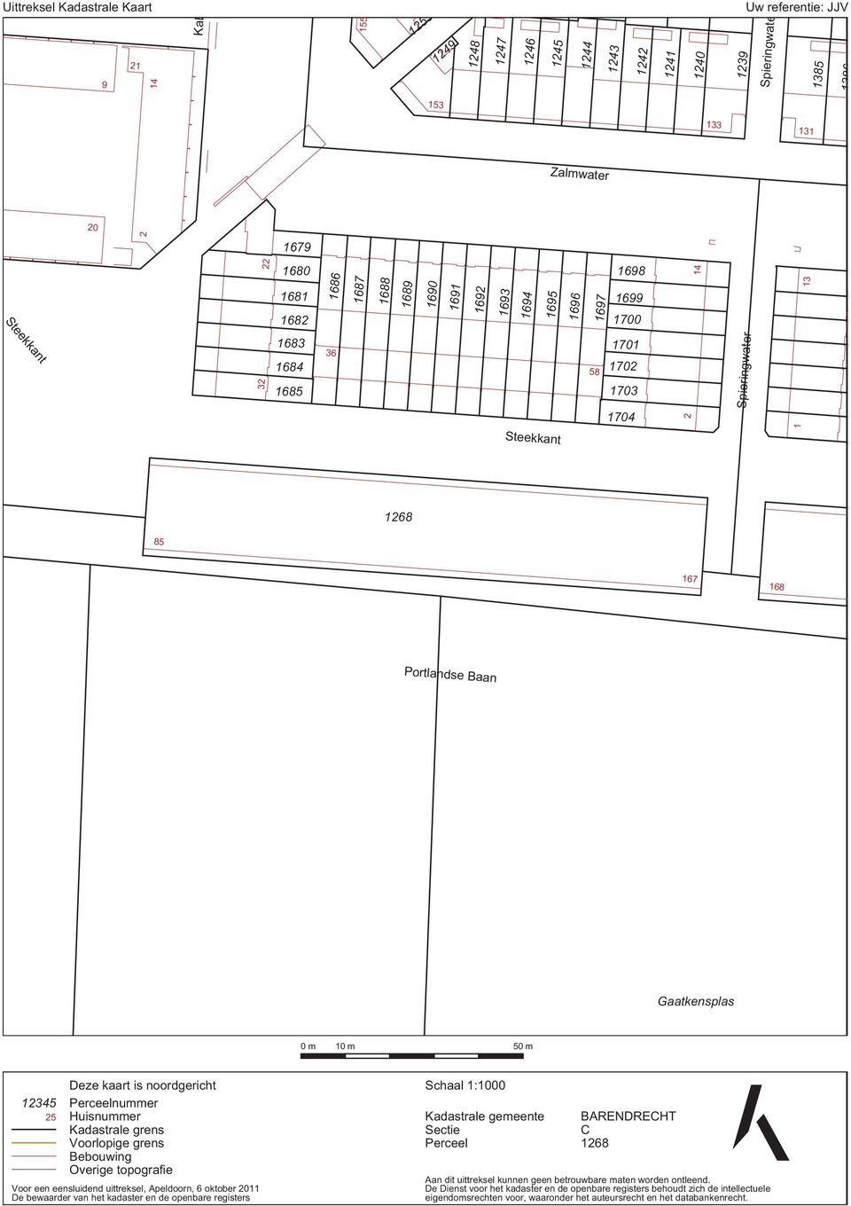 Gaatkensplas 0 m 10 m 50 m 12345 25 Deze kaart is noordgericht Perceelnummer Huisnummer Kadastrale grens Voorlopige grens Bebouwing Overige topografie Voor een eensluidend uittreksel, Apeldoorn, 6