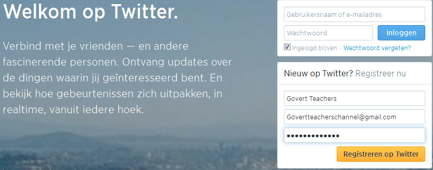 Twitter aanmaken in 6 stappen Als je Twitter koppelt aan Teachers Channel, kun je door middel van hashtags (#) communiceren met elkaar.