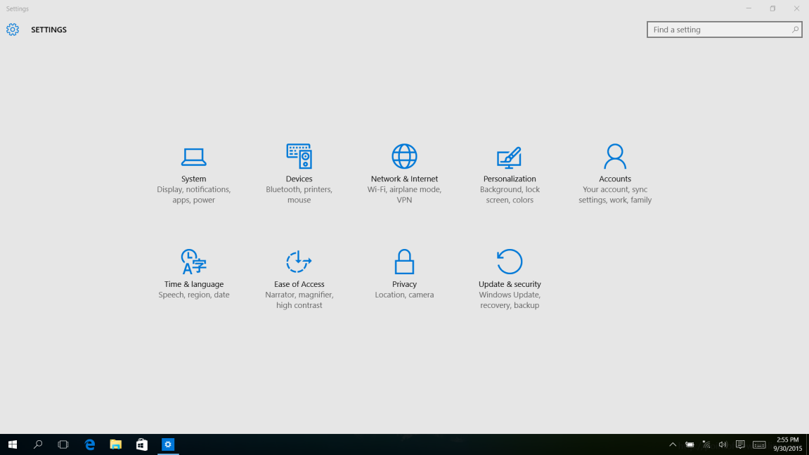 Windows 10 Instellingen scherm (Control panel) Hier ziet u het